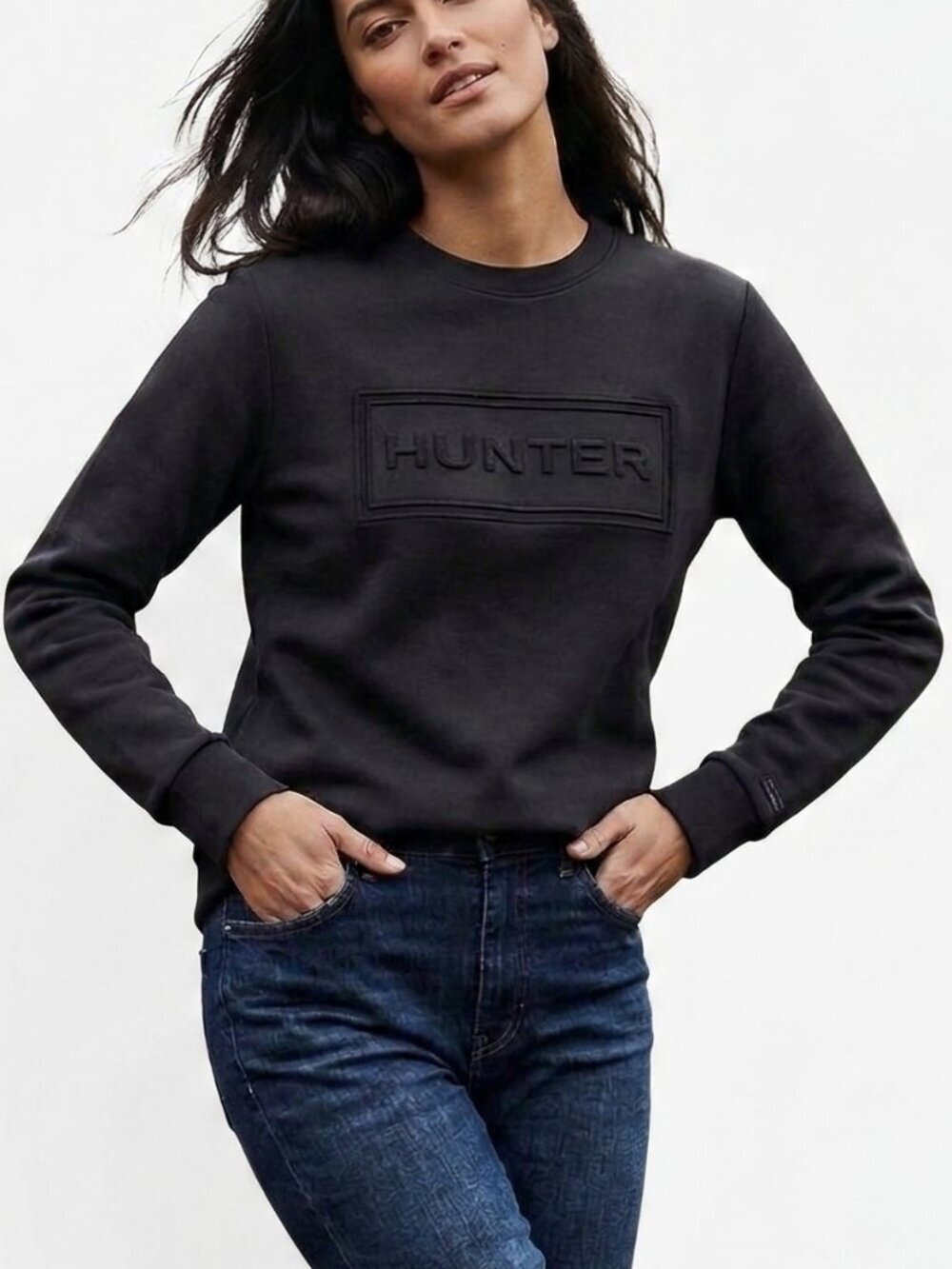Hunter Women’s Embossed Modal Blend Pullover – Black – Size S – NWT